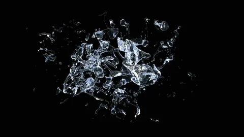 Water Splash with droplets on black background. 3d illustration. Stock-Footage 208951423