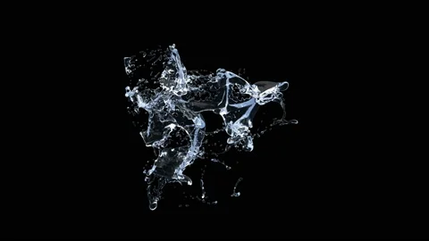 Water Splash with droplets on black background. 3d illustration. Video stock 218395634