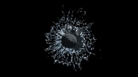Water Splash with droplets on black background. 3d illustration. Stock Illustration