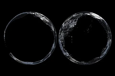 Water Splash with droplets on black background. 3d illustration. Stock Illustration