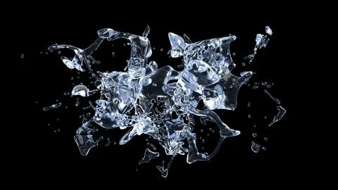 Water Splash with droplets on black background. 3d illustration. Stock Illustration