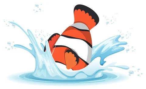 A water splash with fish on white background イラスト素材