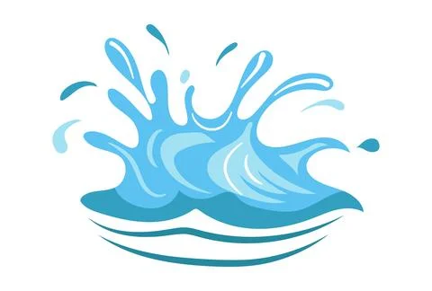 Water splash flat vector illustration showing a dynamic and energetic blue .. Stock Illustration