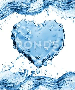 Water splash in the form of a heart. Stock Illustration