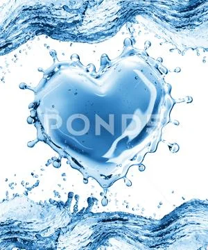 Water splash in the form of a heart. Stock Illustration