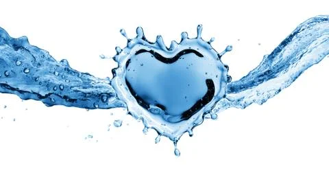 Water splash in the form of a heart. Illustrazione stock