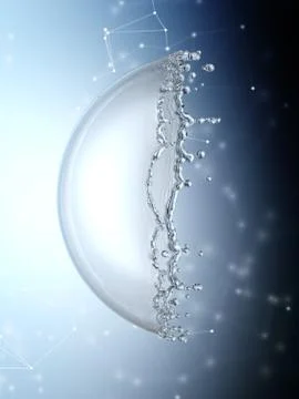 Water splash in the form of a sphere . 3D Stock Illustration