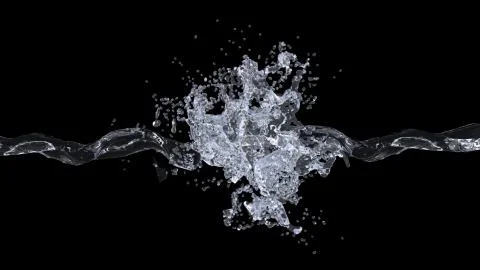 Water Splash Frame on black background. 3d illustration. Stock Photos