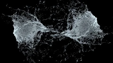 Water Splash Frame on black background. 3d illustration. Stock Photos