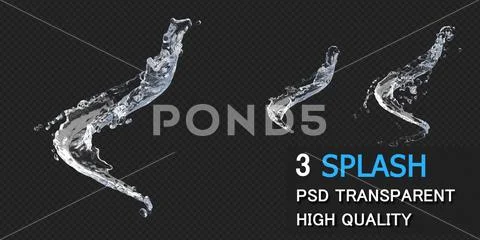 PSD Template: Water Splash Frame on black background. 3d illustration ...