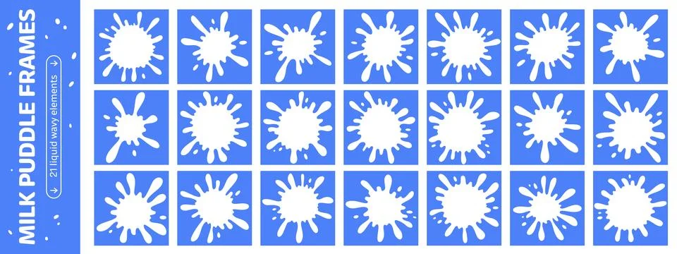Water splash frames set. Liquid shapes with organic wavy edges. Square flui.. Stock Illustration