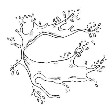 Water Splash. Hand drawn vector illustration with wave transparent spot of Fruit Stock Illustration