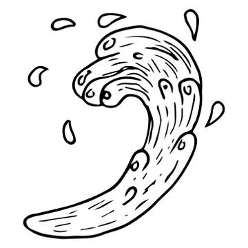 Water splash icon. Vector illustration of a water wave. Hand drawn wave, spla Stock Illustration