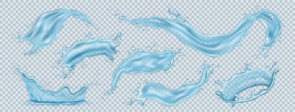 Water splash. Isolate wave, liquid drop, ocean or sea drops, cold drink Stock Illustration