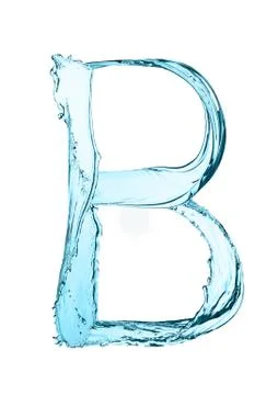 Water splash letter B with light blue color on white background Stock Illustration