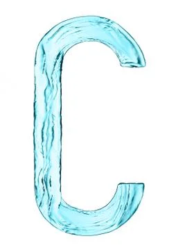 Water splash letter C with light blue color on white background Stock Illustration