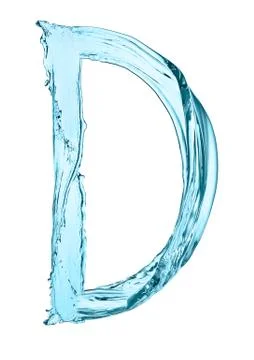 Water splash letter D with light blue color on white backgroun Stock Illustration