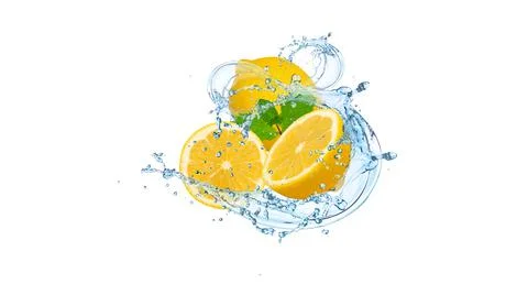 Water splash with lime and mint Foto stock