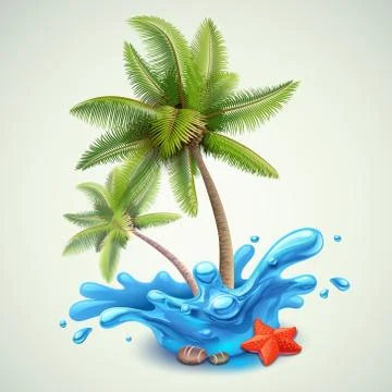 Water splash with palms Stock-Illustration