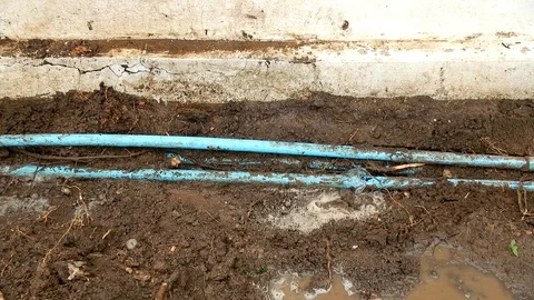 Water splash from pipe damage. Stock Footage 93513288