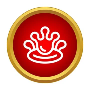 Water splash ripple icon on red button Stock Illustration