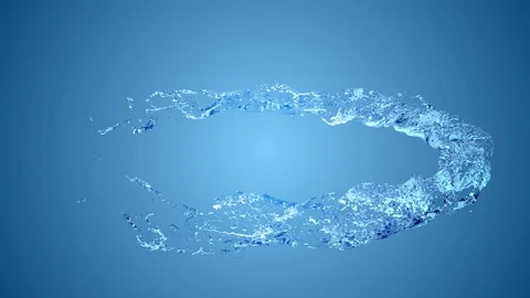 Water splash rounded in the air. Circle liquid cristal surface cd animation Stock Footage 102821234