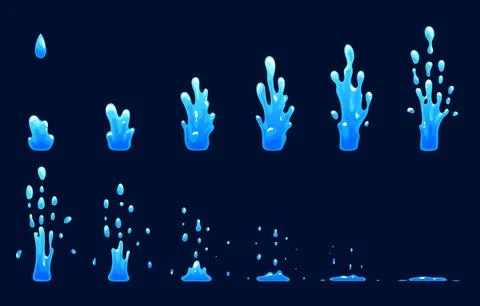 Water splash sprite sheet animation for FX effect Stock Illustration