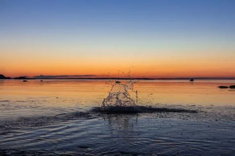 Water splash in sunset  Stock Photos