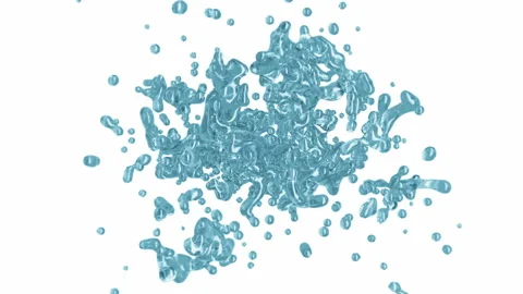 Water Splash super slow motion with droplets on white background. 3d illustratio 스톡 동영상 148040530