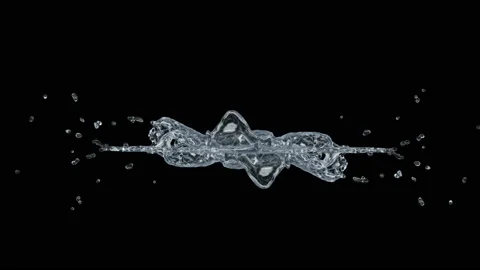 Water Splash super slow-motion with droplets on black background. 3d illustratio Stock Footage 152332410