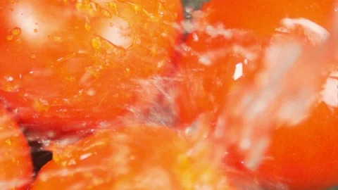 Water Splash on Tomato Stock Footage 130141666