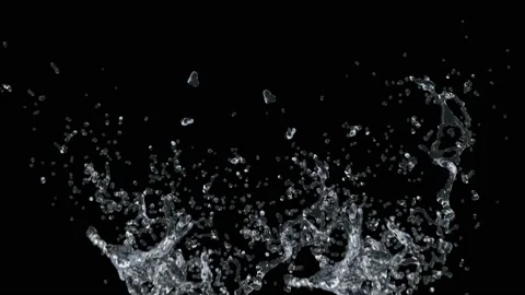 Water Splash Transition on black background with alpha mask. 3d illustration. Ma Stock Footage 131993238