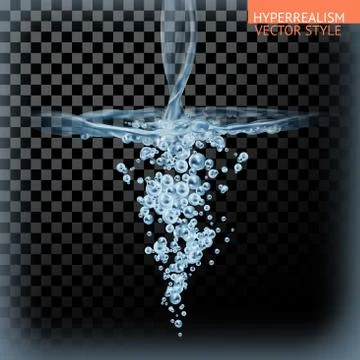 Water splash with transparency, hyperrealism vector style Stock Illustration