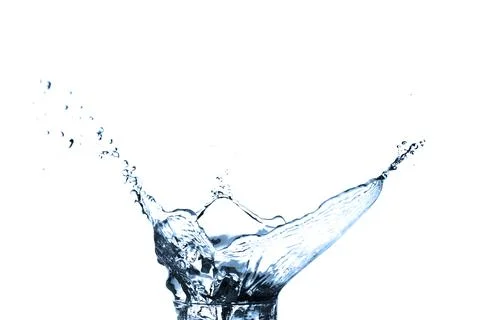 Water splash on white Stockfoto's