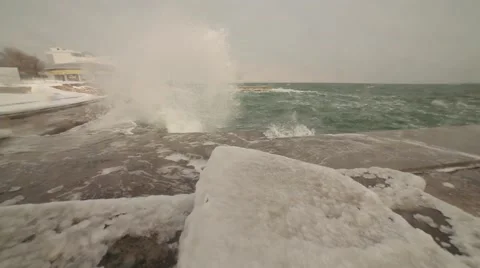 Water splashes in camera lens Stock Footage 60953608