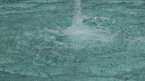 Water splashes dance in clear blue pool Stock Footage 323334659