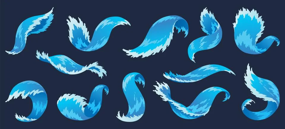 Water splashes. Fluid flow. Icon elements for advertising water delivery. Blue 스톡 일러스트