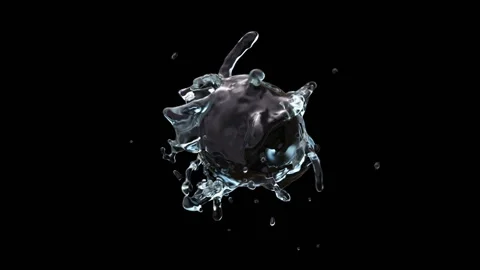 Water splashes on a sphere Stock Footage 125234469