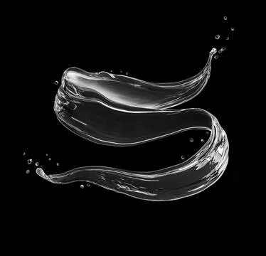 Water splashes in a twisted shape on black background Stock Photos