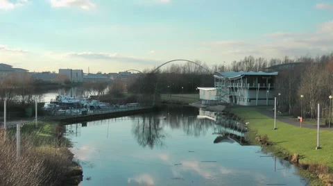 Water Sport Centre on River Tees Stock Footage 1058445
