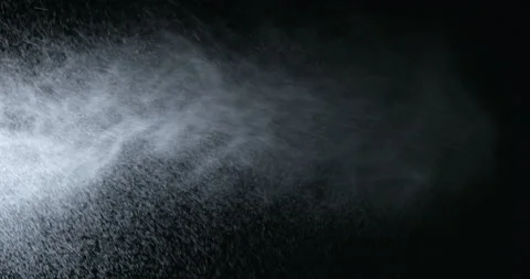 Water spray, microbes in air simulation, on black background Stock Footage 137925102
