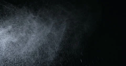 Water spray, microbes in air simulation, on black background Stock Footage 137925280