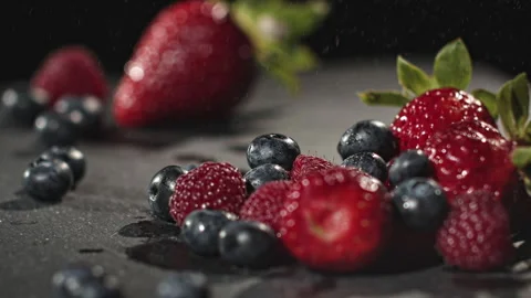 Water Spray over the Fruit Stock Footage 135652826