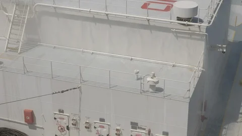 Water spray system test on compressor room of gas tanker Stock Footage 115126437