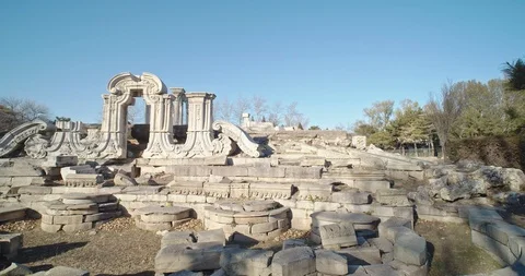 Water spray timer Dashuifa site in the old summer palace. Stock Footage 120549721