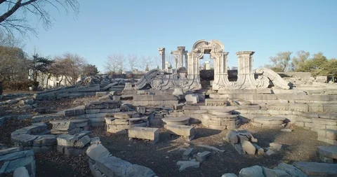 Water spray timer Dashuifa site in the old summer palace. Stock Footage 120550305