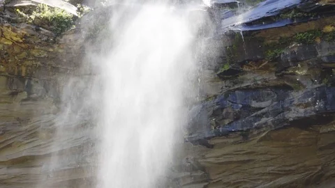 Water Spraying From Waterfall in Kaaterskill Falls, Catskills, New York Stock Footage 92594532