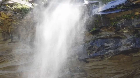 Water Spraying From Waterfall in Kaaterskill Falls, Catskills, New York Stock Footage 92594610
