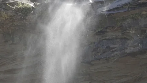 Water Spraying From Waterfall in Kaaterskill Falls, Catskills, New York (S-Log2) Stock Footage 92600780