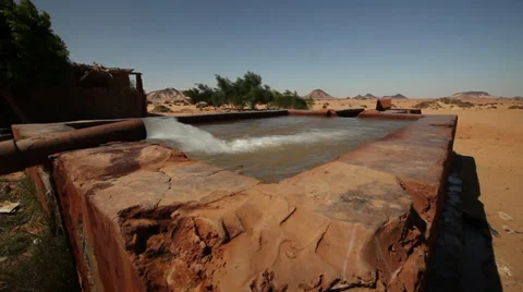 Water spring in the desert, Black Desert, Egypt Stock Footage 35127038